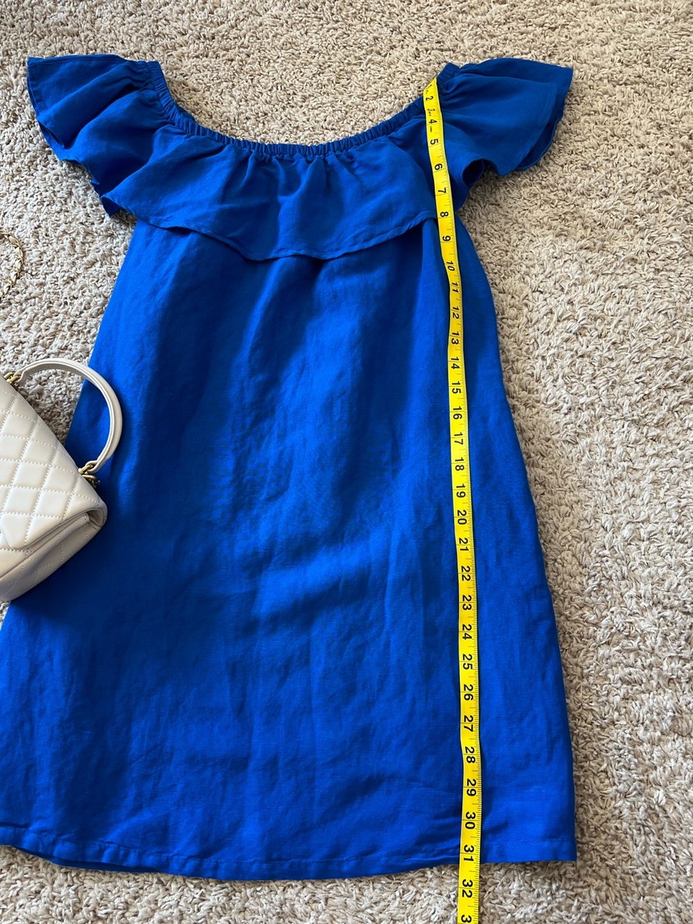 Tommy Bahama Royal Blue Off-Shoulder Linen Dress with pockets! - Picture 11 of 12